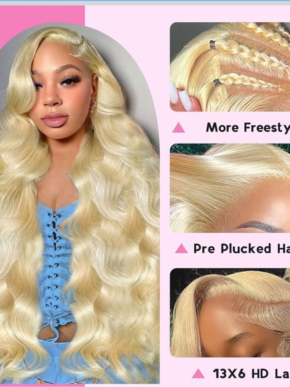 Blonde 13x6 HD Lace Body Wave Wig - Pre-Plucked, Versatile Parting